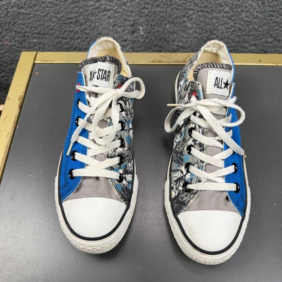 Converse Chuck Taylor All Star Low Top Shoes Blue Grey Print Size 8 Women - Picture 4 of 8